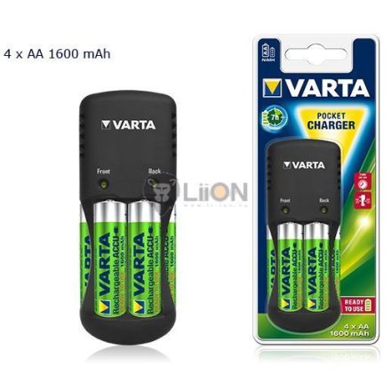 VARTA Pocket Charger (Zsebtöltő) + 4db 1600AA akku