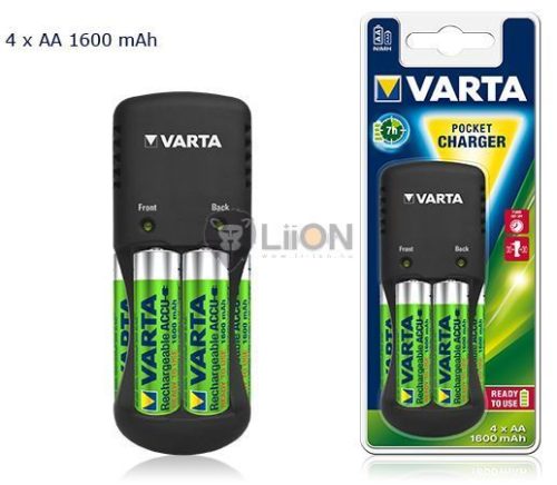 VARTA Pocket Charger (Zsebtöltő) + 4db 1600AA akku