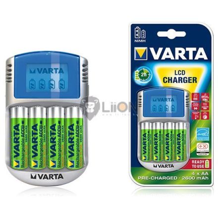 VARTA LCD Charger + 4db 2600AA akku