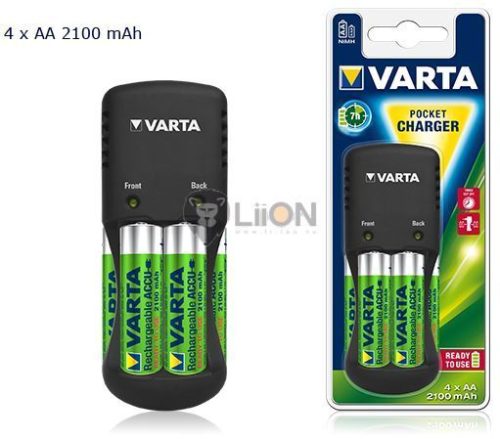 VARTA Pocket Charger (Zsebtöltő) + 4db 2100AA akku