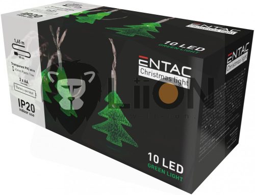 ECL-PVCGT-10 Entac Karácsonyi Beltéri PVC Zöld Fenyőfa 10 LED 1,65m (2AA nt.)