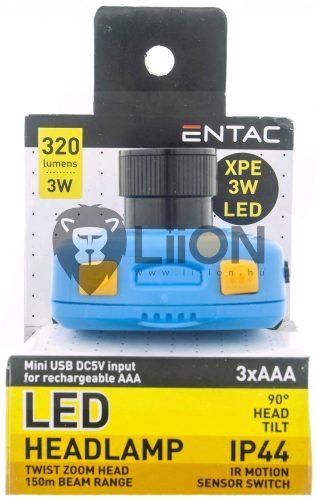 3W LED fókuszálható műanyag szenzoros fejlámpa ENTAC