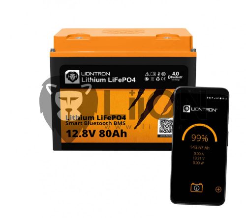 LIONTRON 12V 80Ah LiFePO4 akkumulátor Bluetooth telefonos applikációval LI-SMART-LX-12-80